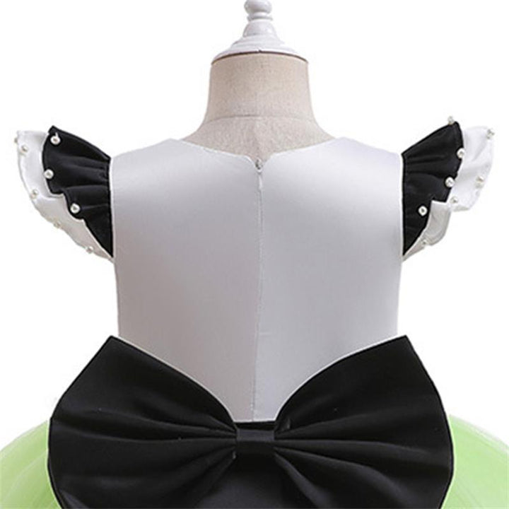 Vestido de fiesta infantil morado y verde