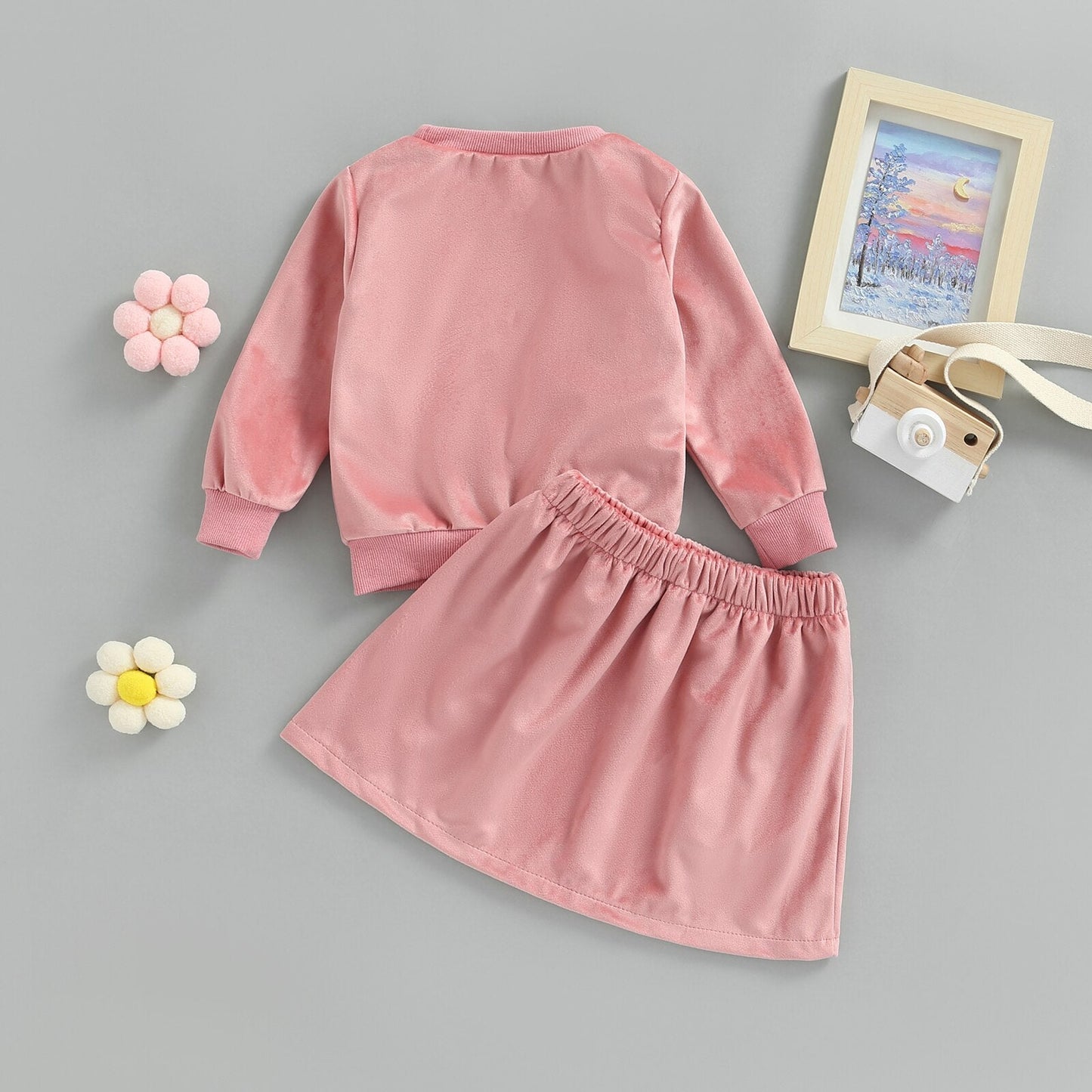 Conjunto de Felpa Infantil Falda Lazo