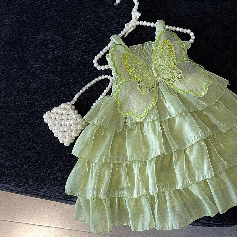 Vestido de Niña con Volantes de Mariposa