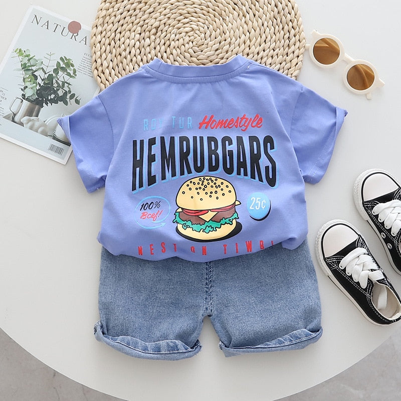 Conjunto infantil con estampado de hamburguesas