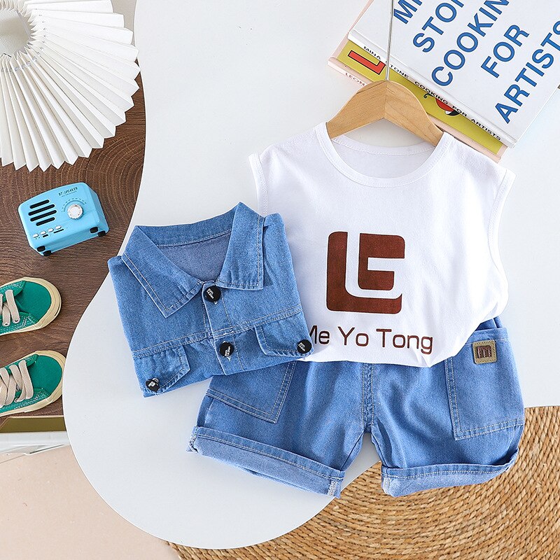 Conjunto de jeans de manga corta para niños