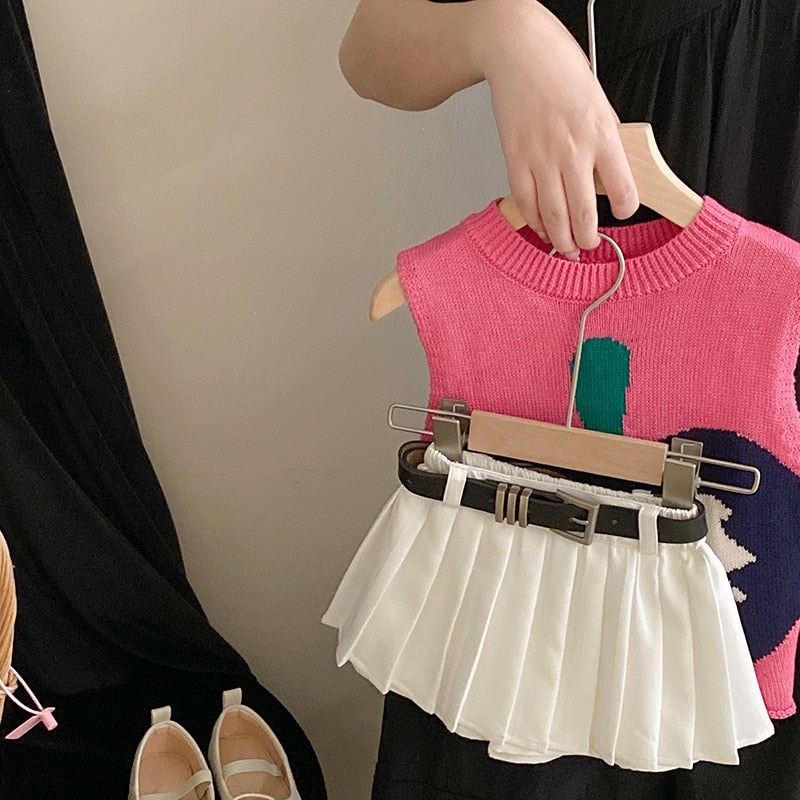 Tops Traje de falda plisado Fashion Fashion Set de dos piezas