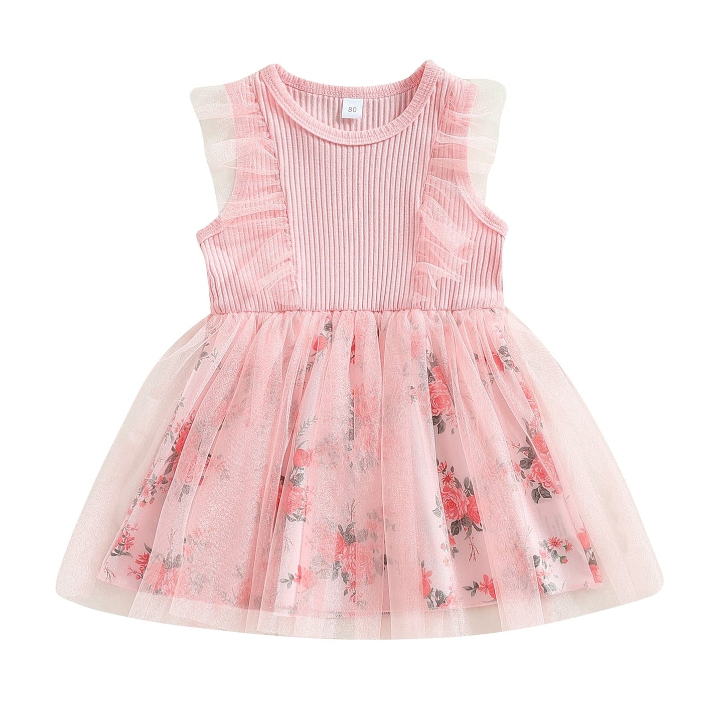 Vestido Infantil de Flores y Tul