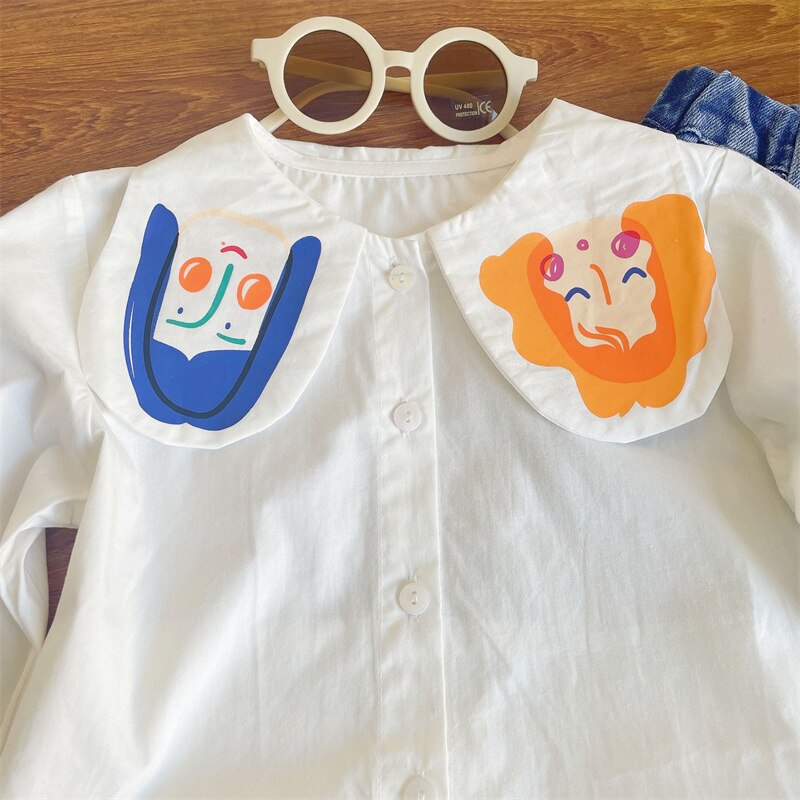 Lindo estampado DollJeans Conjunto de dos piezas 2-8 años