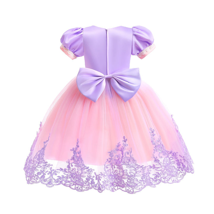 Vestido de fiesta infantil rosa y morado