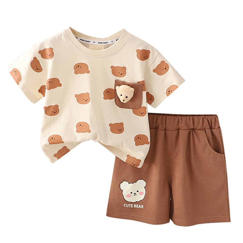 Conjunto Infantil Manga Corta Oso