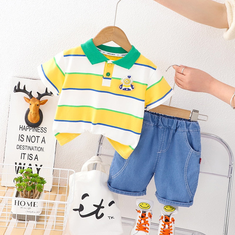 Conjunto Infantil Polo Cuello Rayas