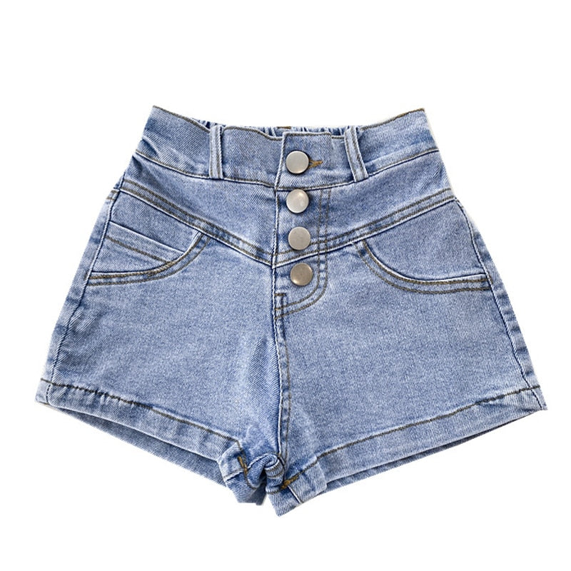 Conjunto Verano Nuevo Traje De Niña Top De Encaje Con Mangas Voladoras De Flores + Pantalones Cortos De Mezclilla
