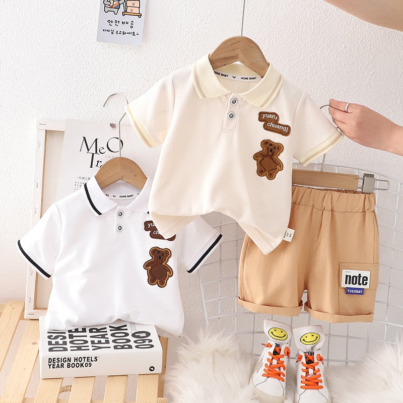 Conjunto infantil con cuello polo osito