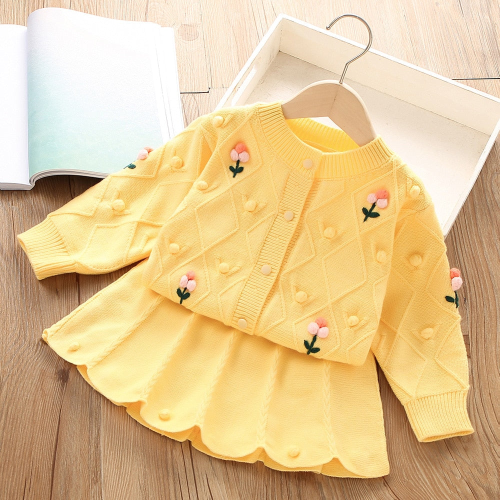 Conjunto Infantil Falda + Cárdigan