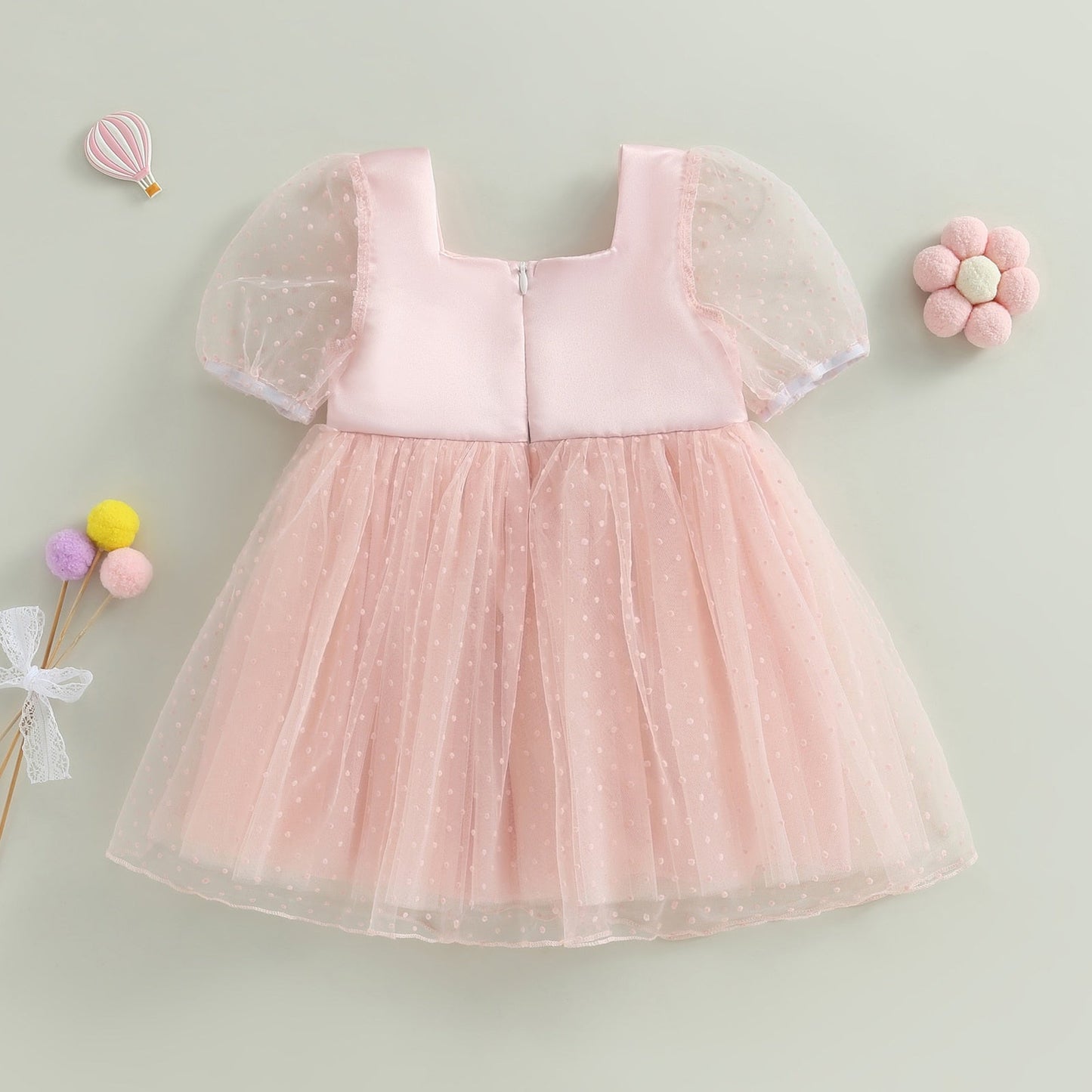 Vestido Infantil Tul Lunares