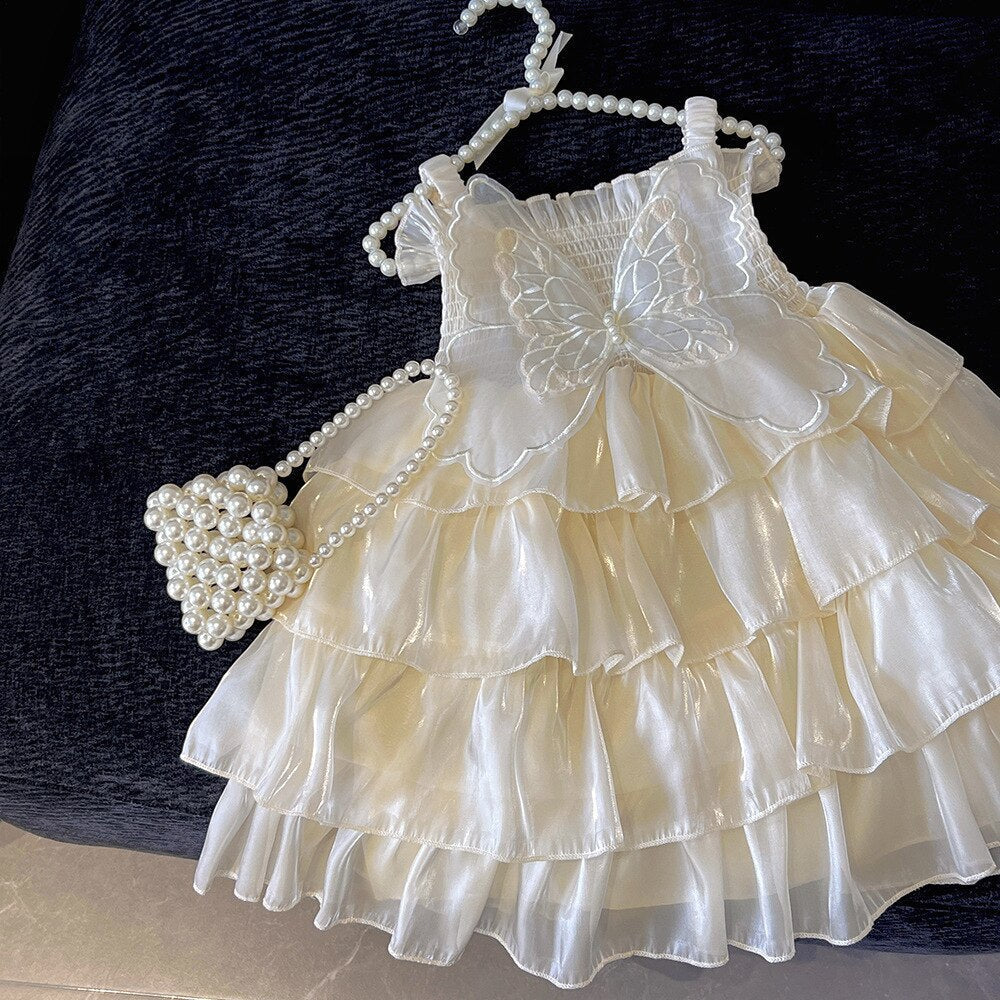 Vestido de Niña con Volantes de Mariposa
