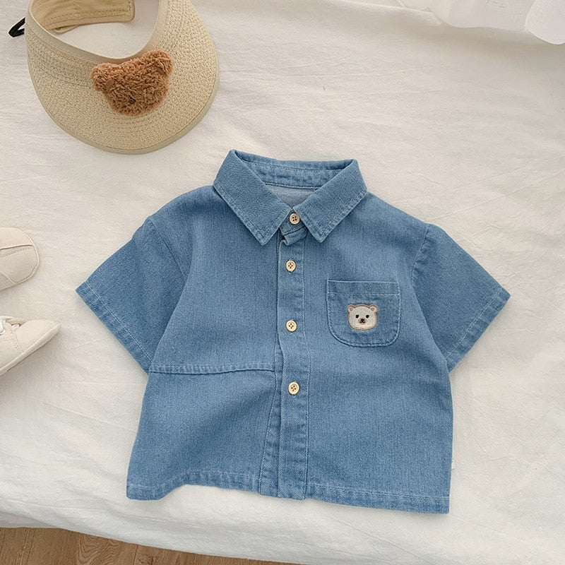 Camisa Jeans Niño Bolsillo Oso
