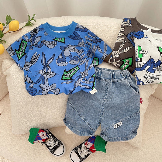 Conjunto infantil de conejito y vaqueros