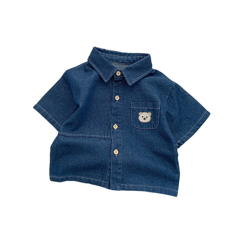 Camisa Jeans Niño Bolsillo Oso
