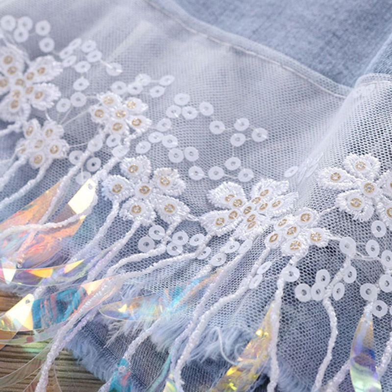 Conjuntos de ropa Unicornio Verano Lentejuelas Moda Top y falda vaquera