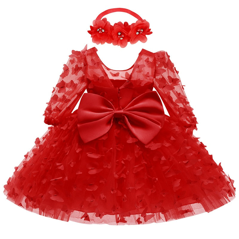 Vestido Infantil Mariposas + Fajín