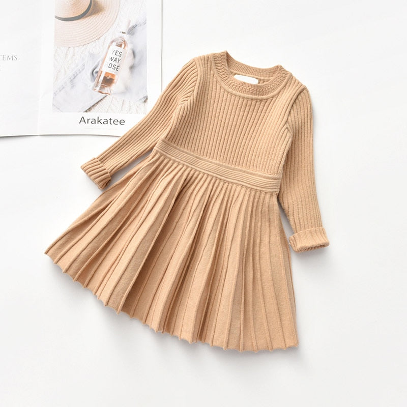 Vestido infantil de lana plisado