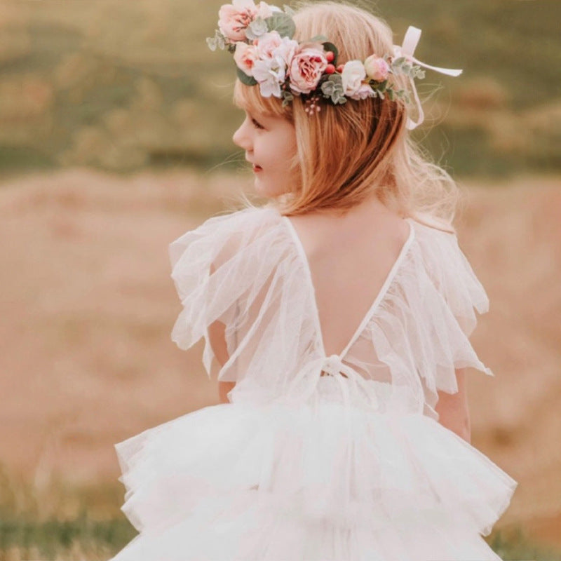 Vestido Infantil Capas Encaje y Tul