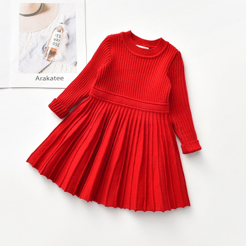 Vestido infantil de lana plisado
