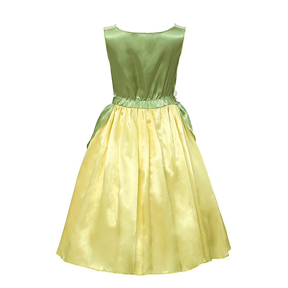 Vestido de fiesta infantil con flores verdes