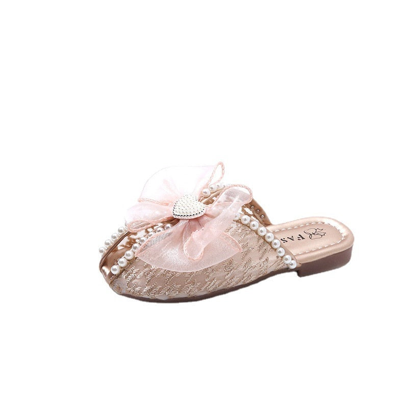 Pantuflas Infantiles Dulce Encaje Malla Perlas