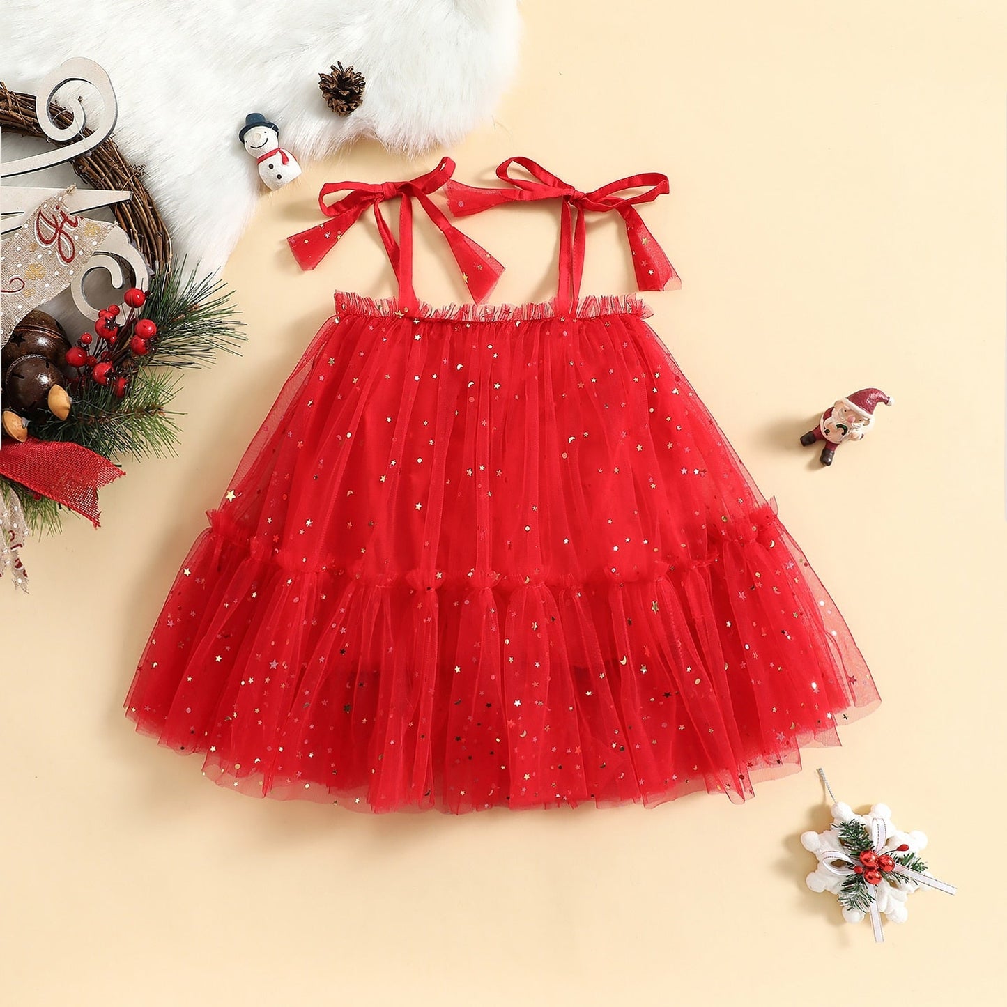Vestido Navideño para Niñas, Lentejuelas.
