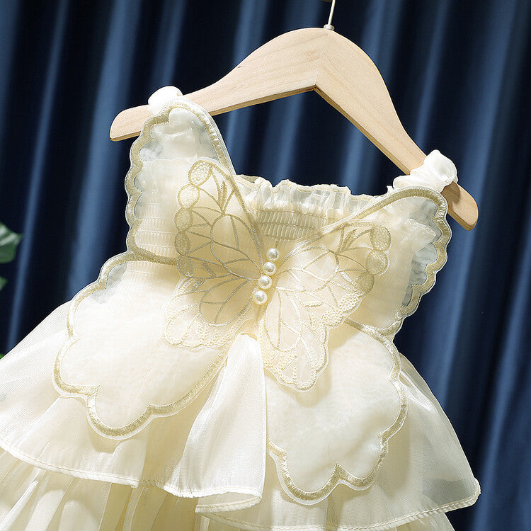 Vestido Infantil Mariposa Perlas
