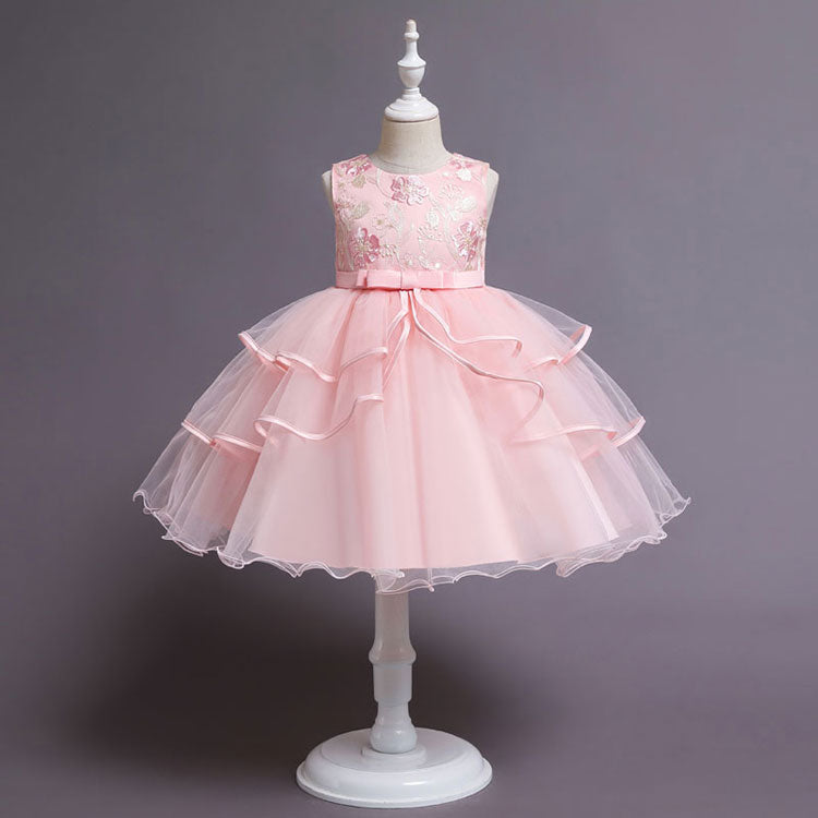 Vestido de Fiesta Infantil Flores Volantes