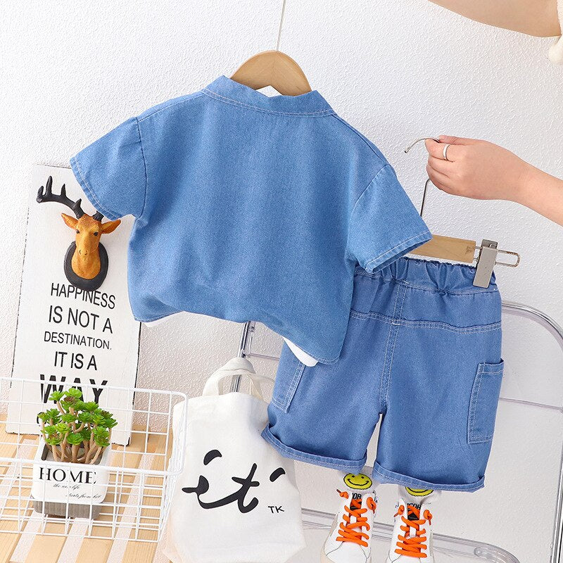 Conjunto de jeans de manga corta para niños