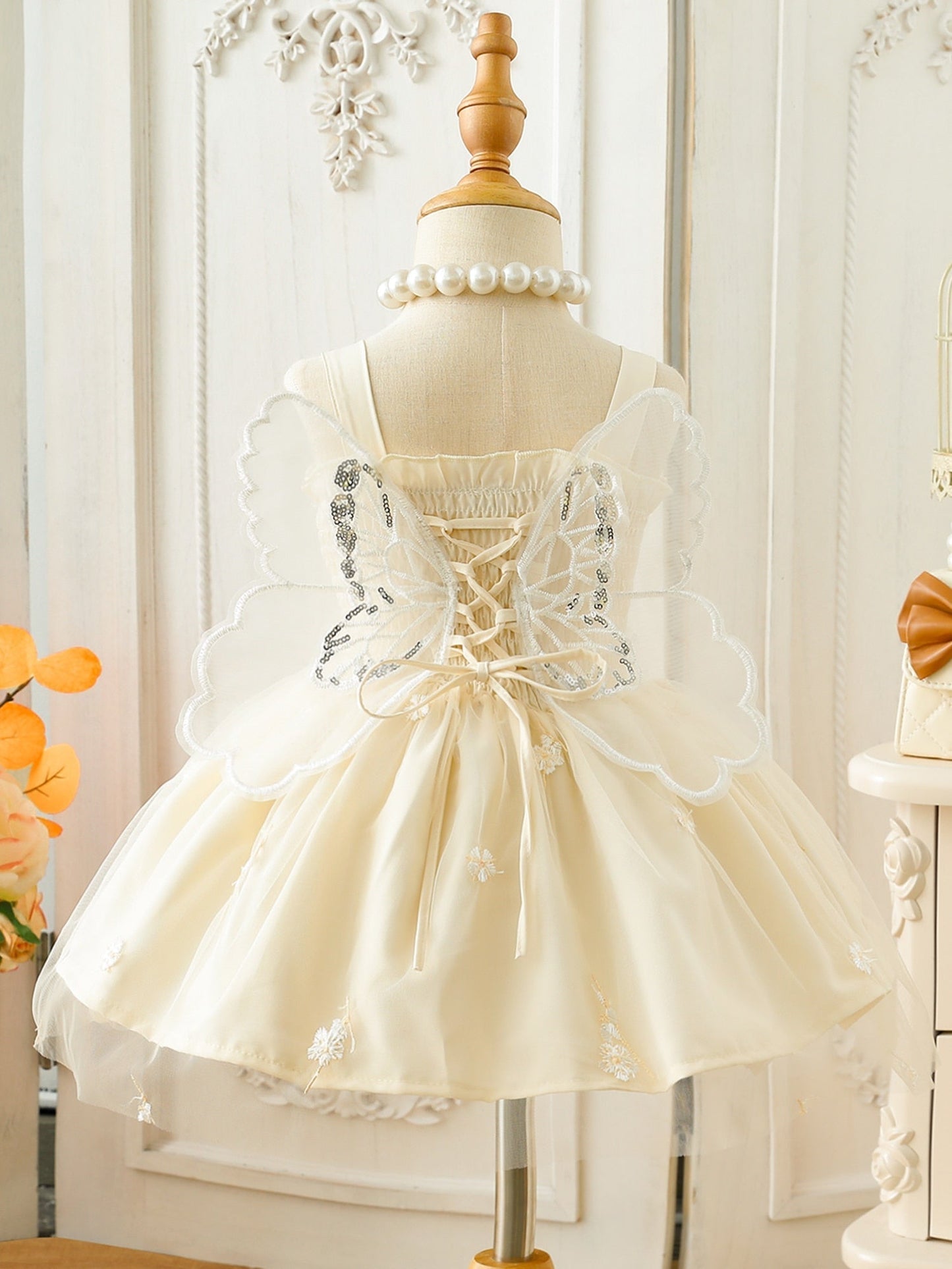 Vestido Infantil Alas de Mariposa y Cordón