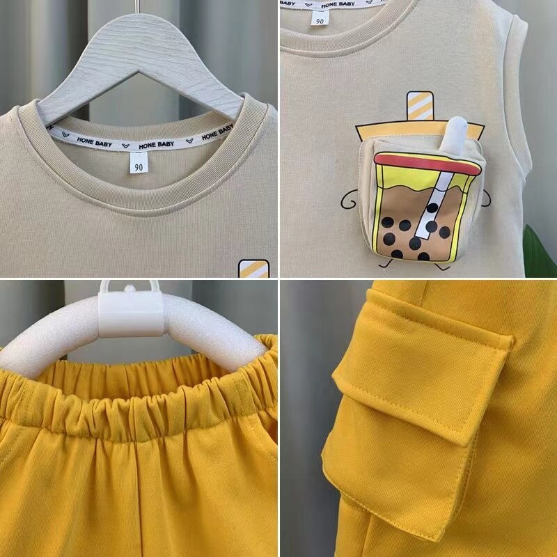 Conjunto de ropa sin mangas para niños Taza para beber