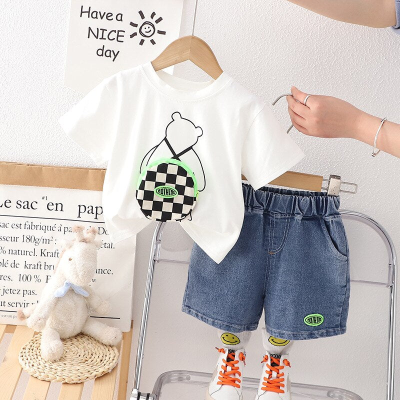 Conjunto Infantil Osito Con Aplique Monedero