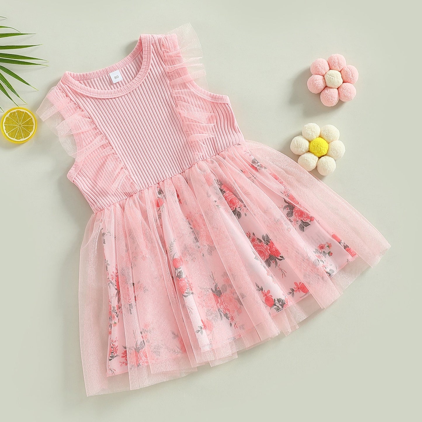 Vestido Infantil de Flores y Tul