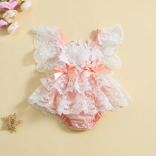 Vestido mameluco de encaje floral de verano