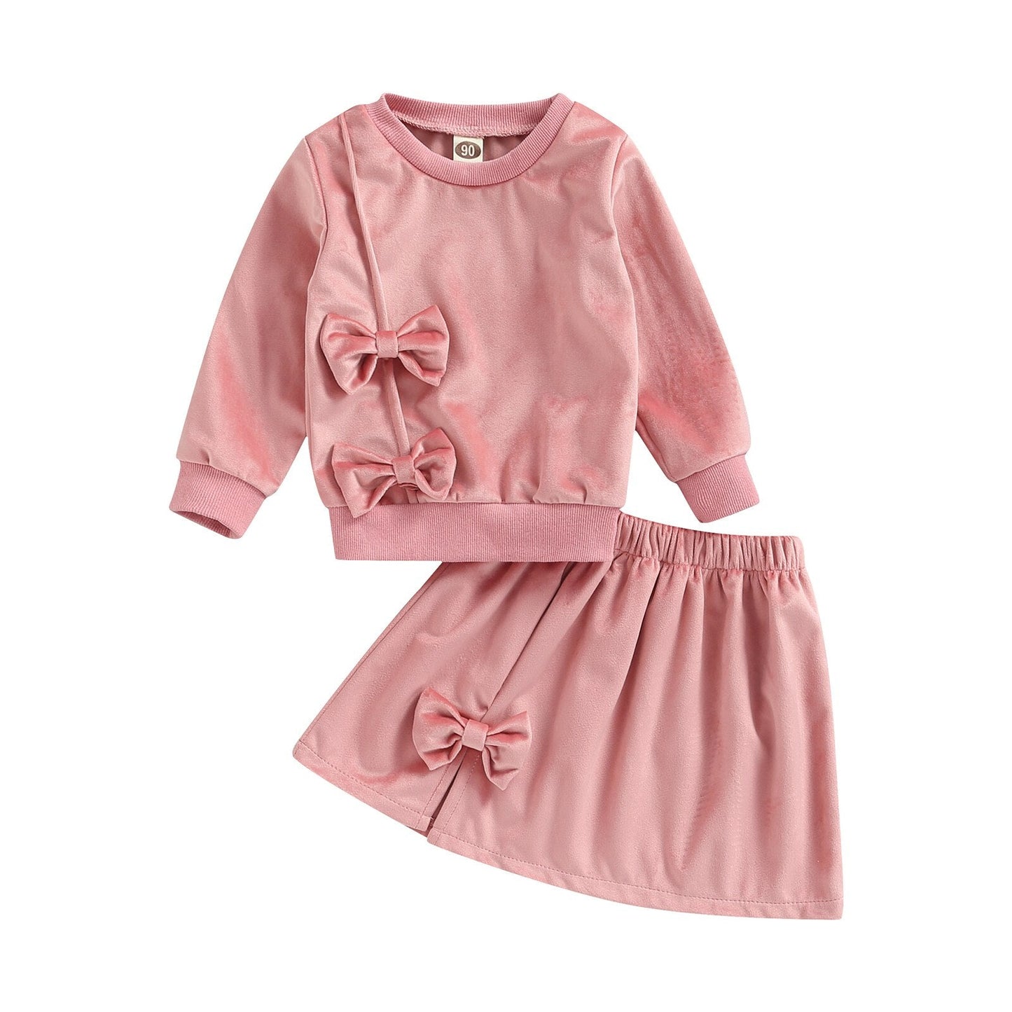 Conjunto de Felpa Infantil Falda Lazo
