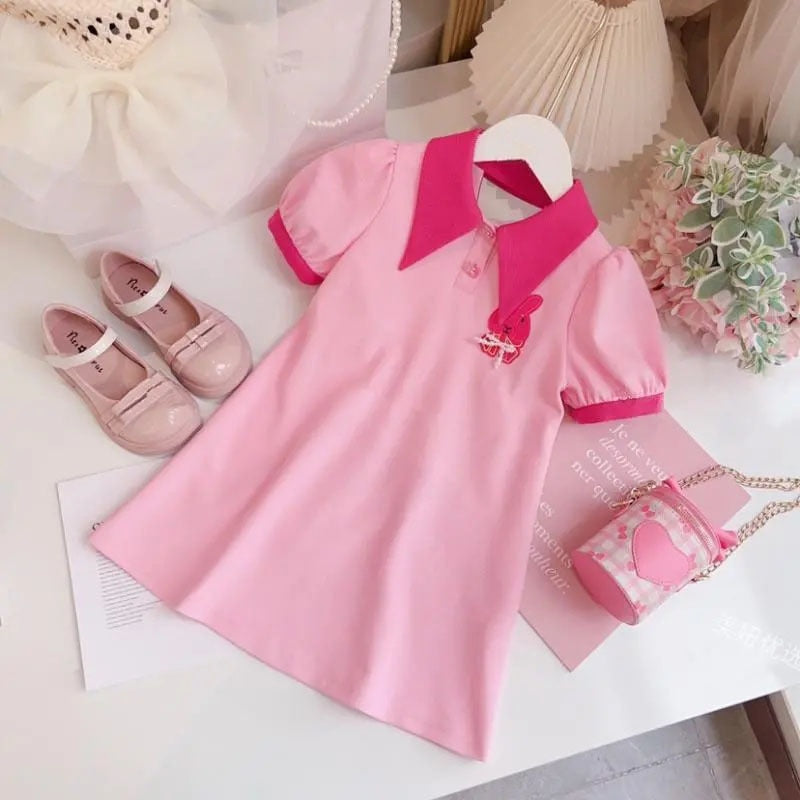 Vestido infantil de encaje rosa