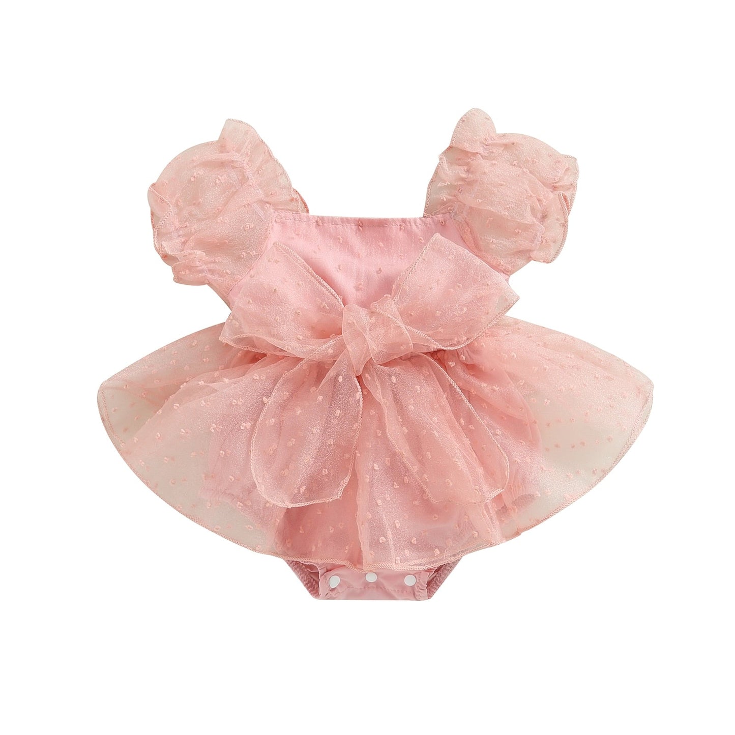 Lindo vestido mameluco de manga corta con lazo