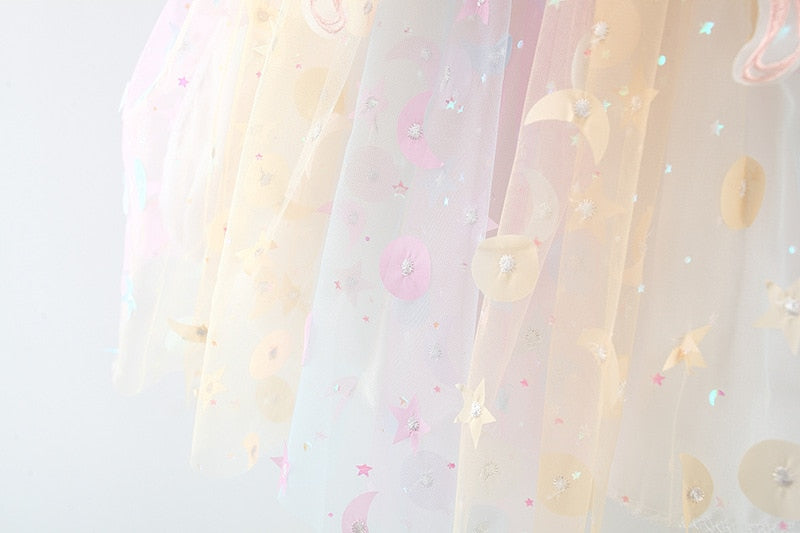 Vestido Infantil de Mariposa Arcoíris