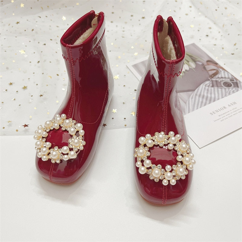 Botas de barniz perlado