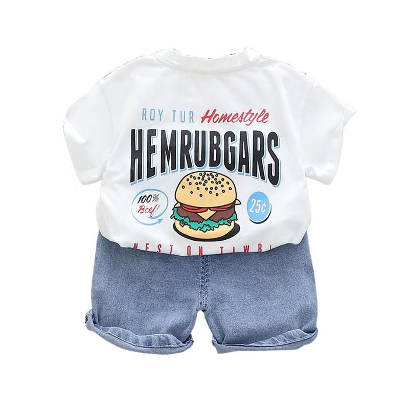 Conjunto infantil con estampado de hamburguesas