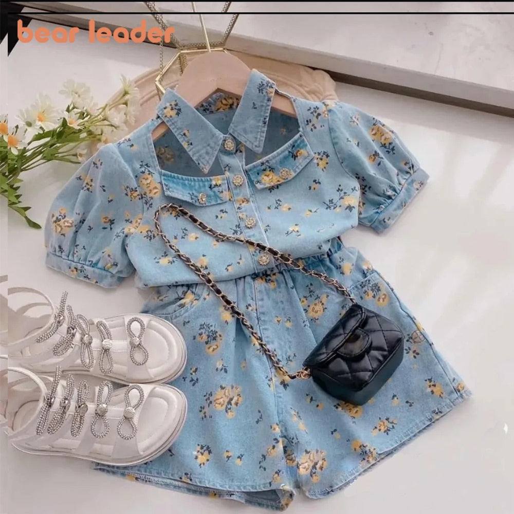 Conjunto Infantil Jeans Flores