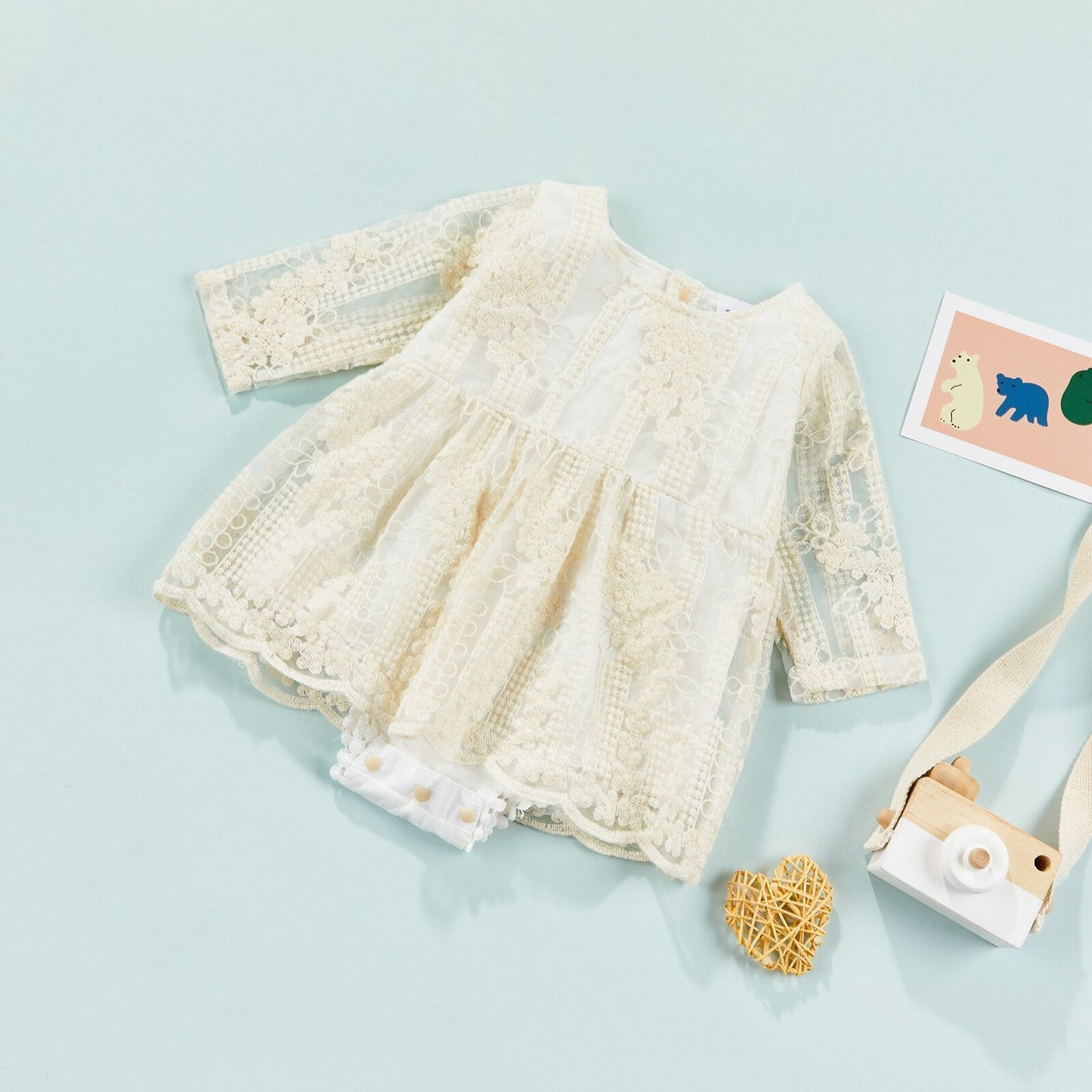 Vestido Infantil Manga Larga Beige