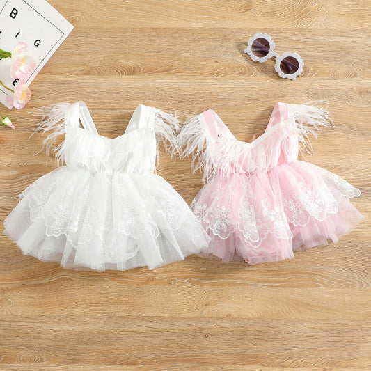 Vestido Infantil de Encaje y Tul