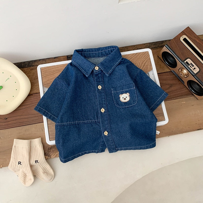 Camisa Jeans Niño Bolsillo Oso