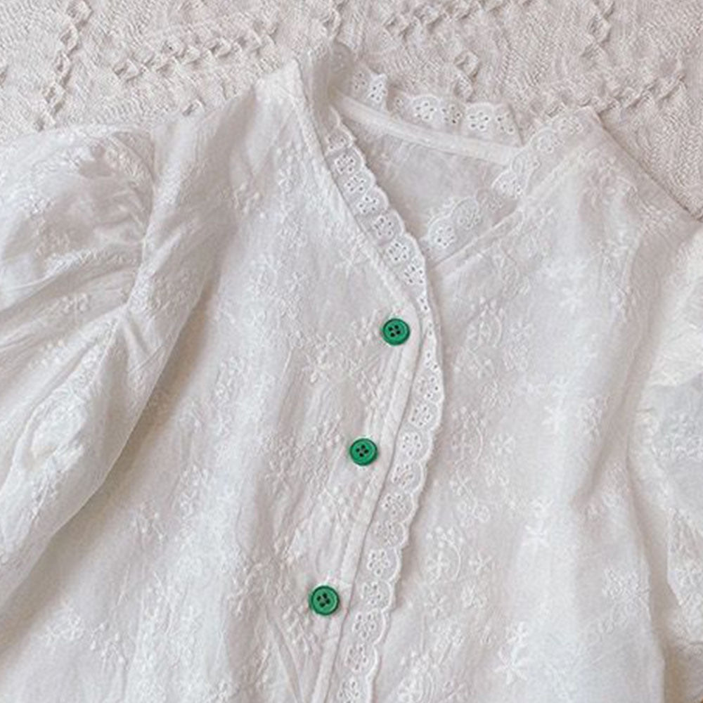 Conjunto Infantil Bufante Floral Verde