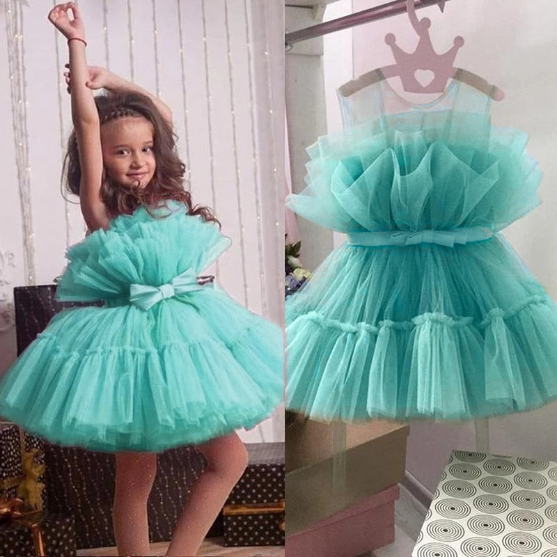 Vestido de Fiesta Infantil Tul y Lazo