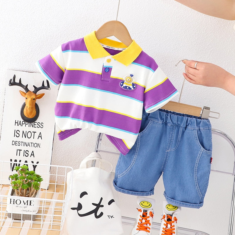 Conjunto Infantil Polo Cuello Rayas