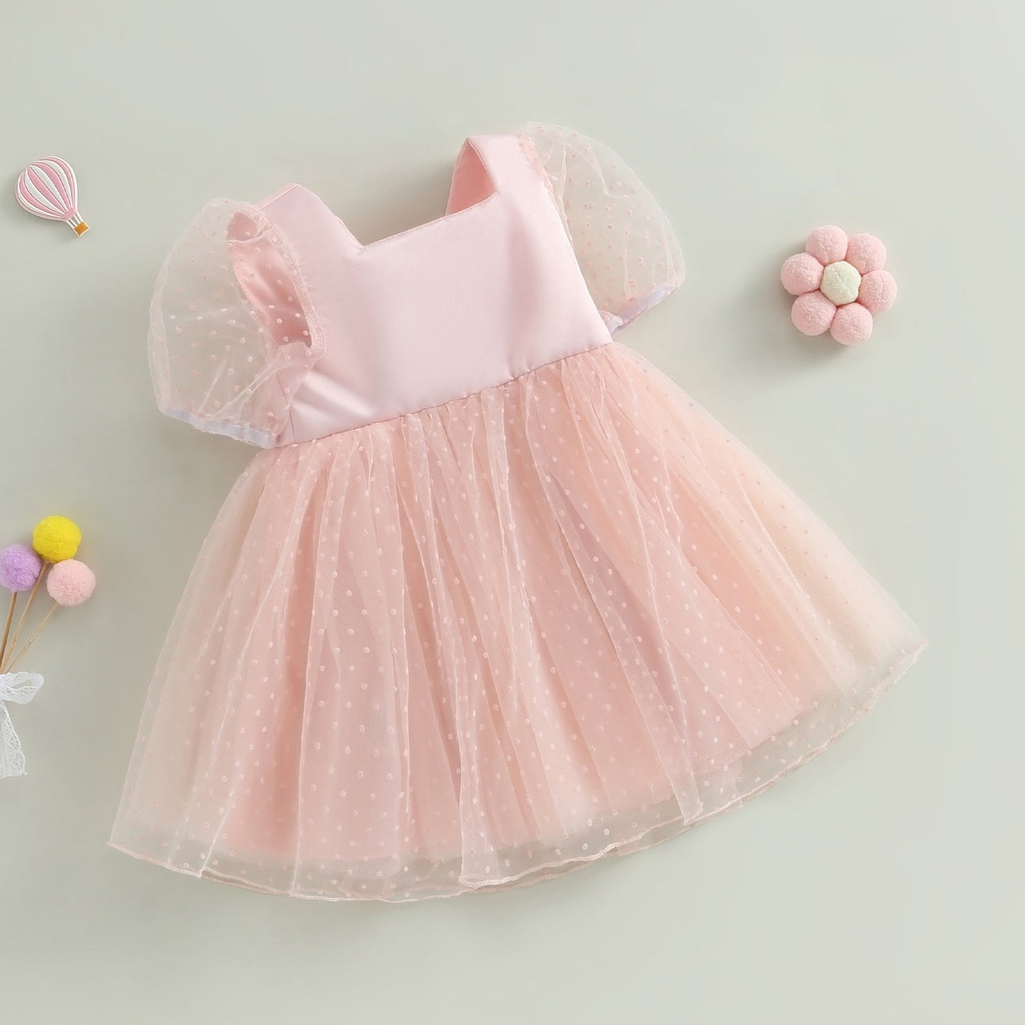 Vestido Infantil Tul Lunares