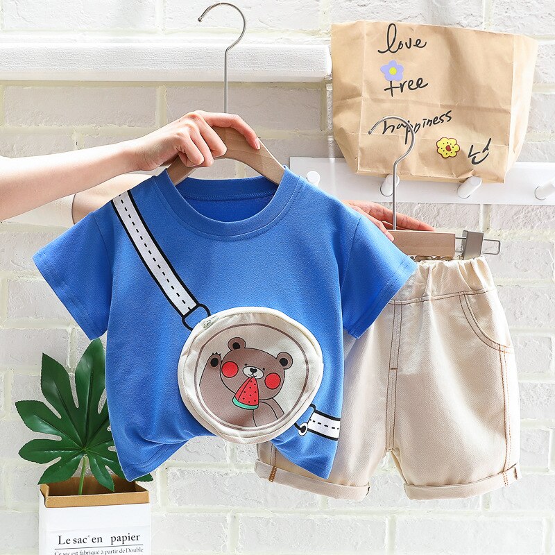 Conjunto Infantil Con Aplique Bolso Oso